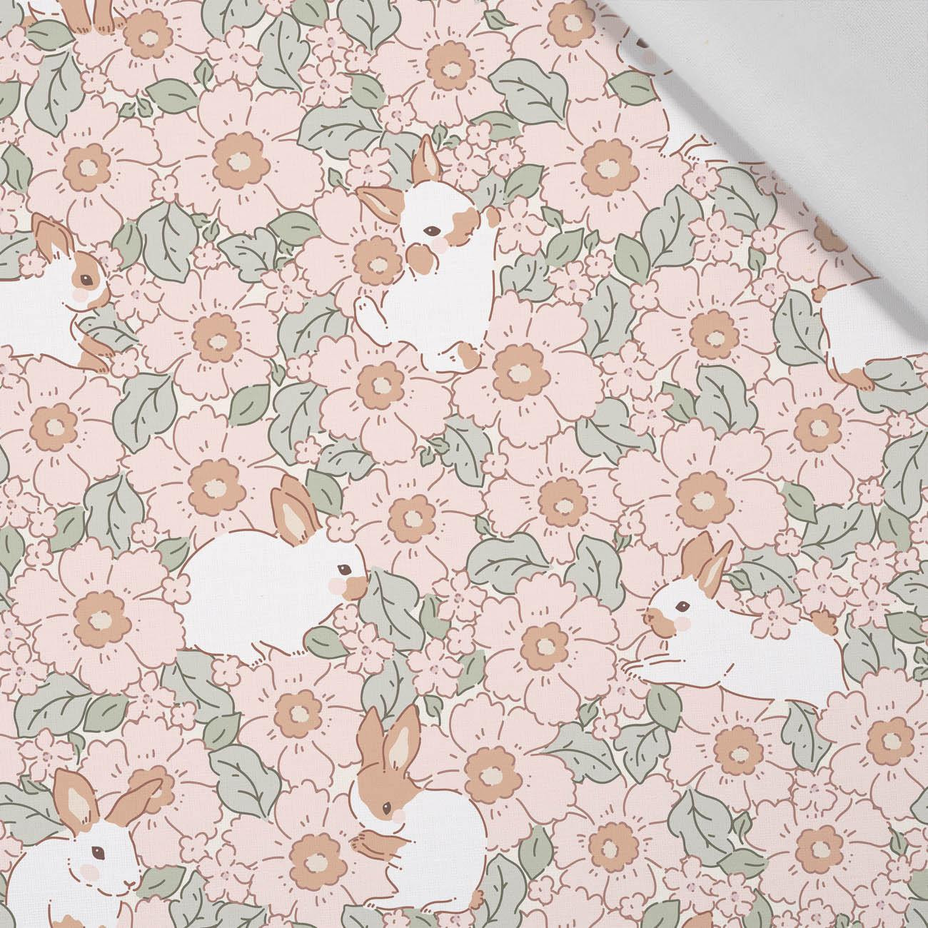 HARES ON FLOWERS - Cotton woven fabric