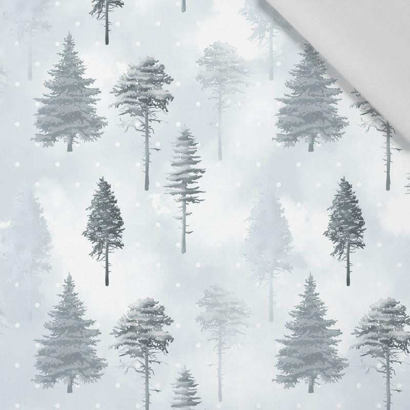 SNOWY TREES (WINTER IN THE MOUNTAINS) - Cotton woven fabric