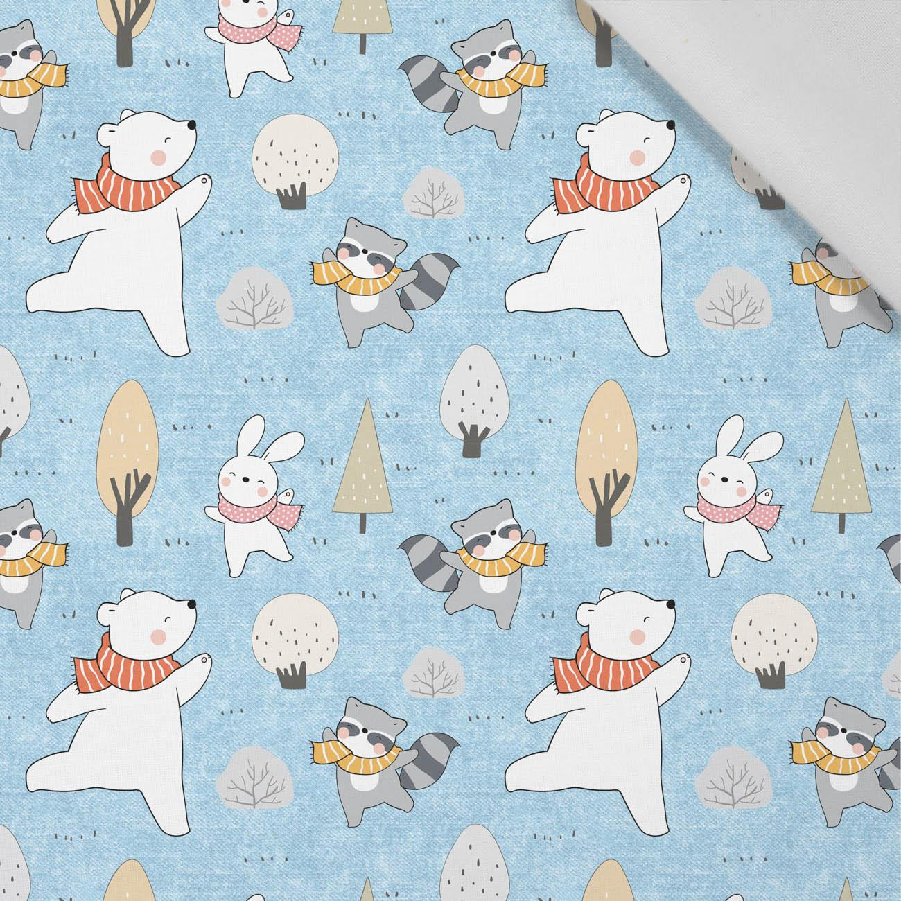 WINTER PARTY PAT. 1 (WINTER FUN) / ACID WASH LIGHT BLUE - Cotton woven fabric