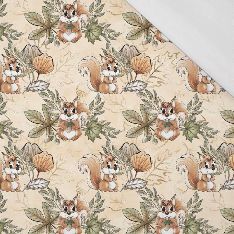 SQUIRRELS AND LEAVES pat. 1 (AUTUMN IN THE FOREST) - single jersey with elastane 