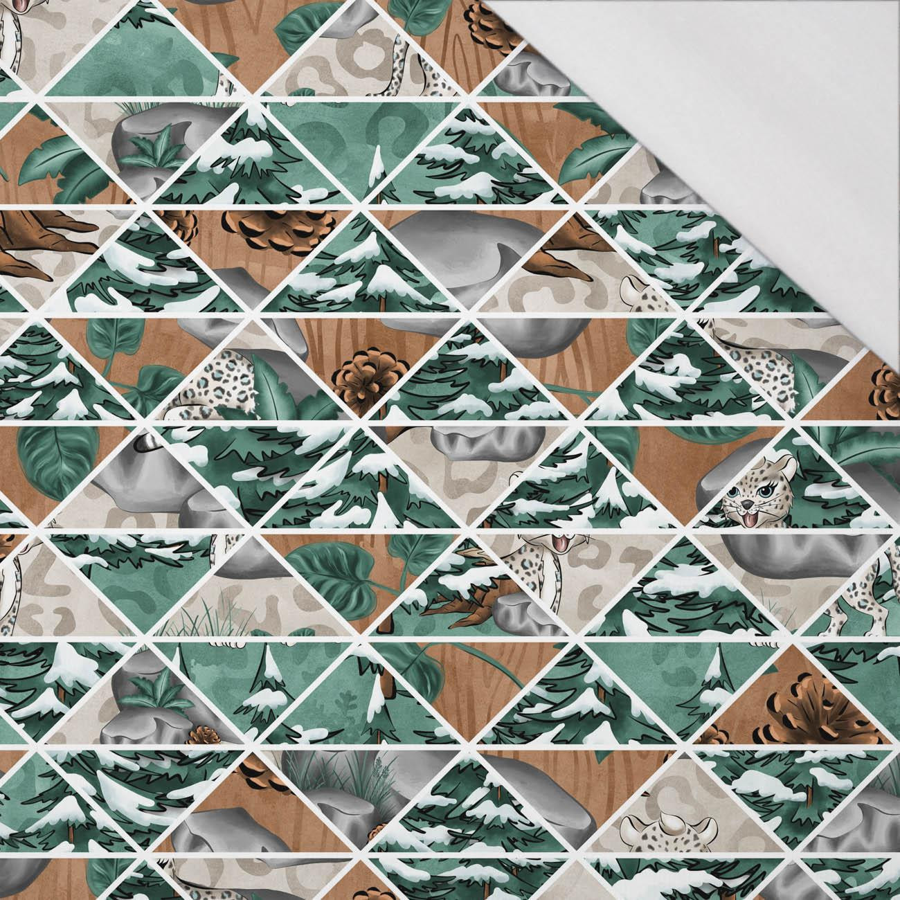 FOREST MOSAIC (SNOW LEOPARDS) - single jersey with elastane 