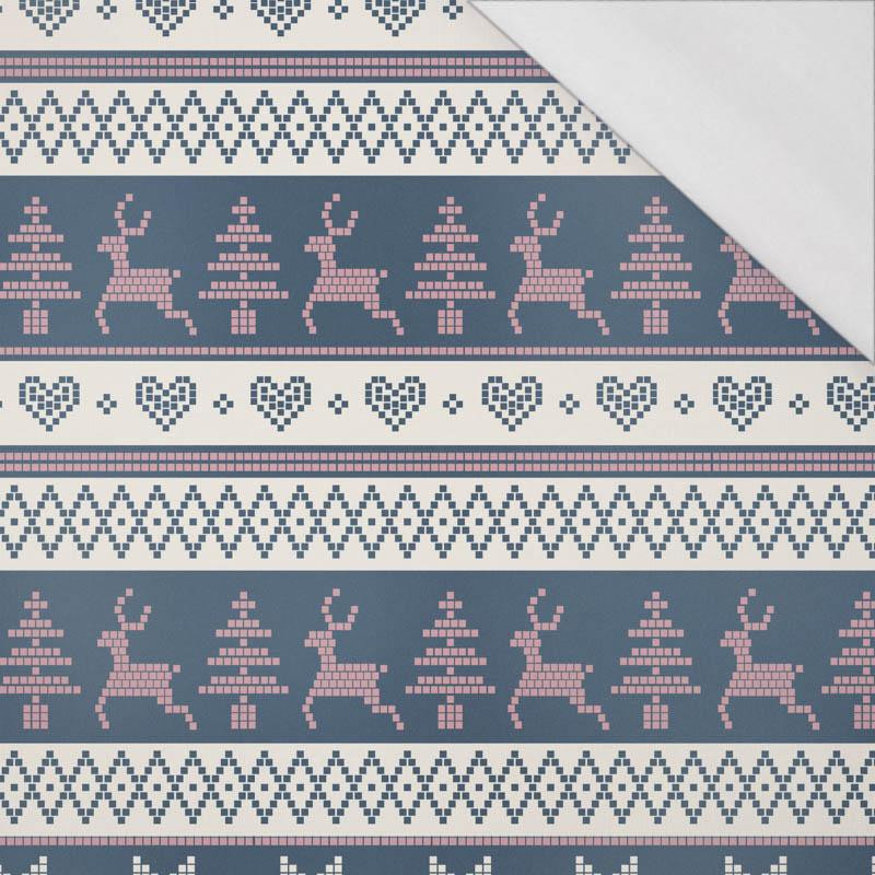 REINDEERS PAT. 3 / dark blue (NORWEGIAN PATTERNS)  - single jersey with elastane 