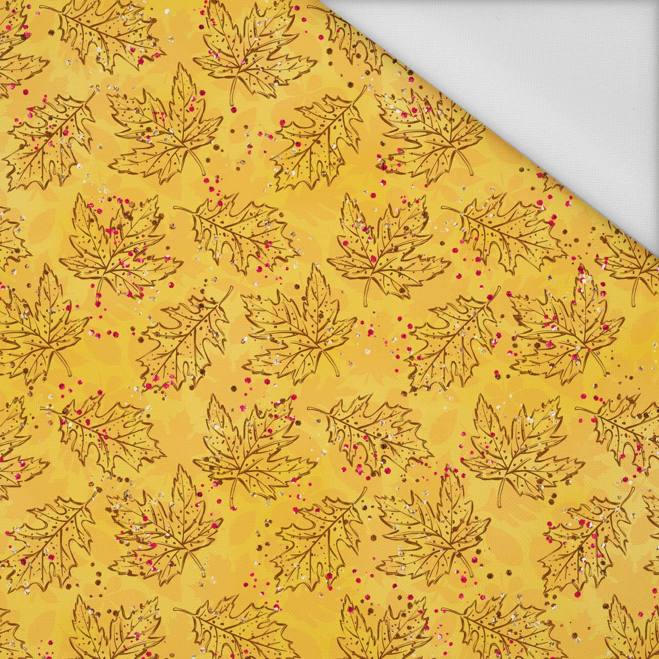 LEAVES CONTOUR / yellow (GLITTER AUTUMN) - Waterproof woven fabric
