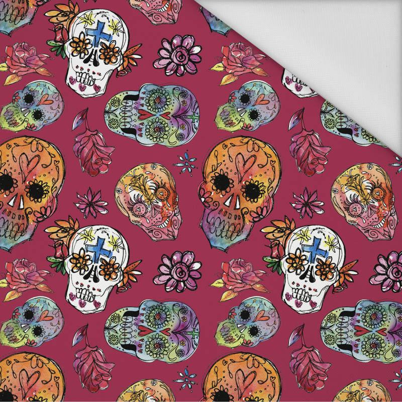 SKULLS pat. 3 / fuchsia (DIA DE LOS MUERTOS) - Waterproof woven fabric
