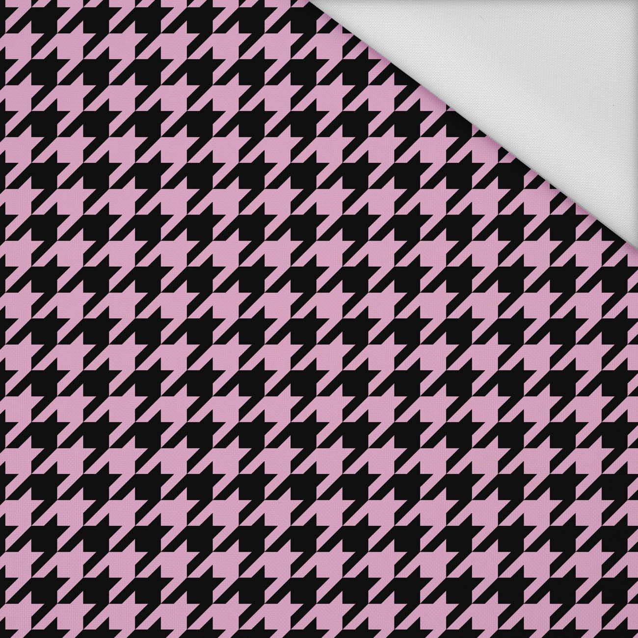 BLACK HOUNDSTOOTH / pink - Waterproof woven fabric