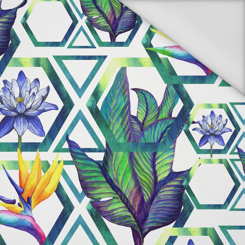 FLOWERS IN HEXAGONS - Waterproof woven fabric