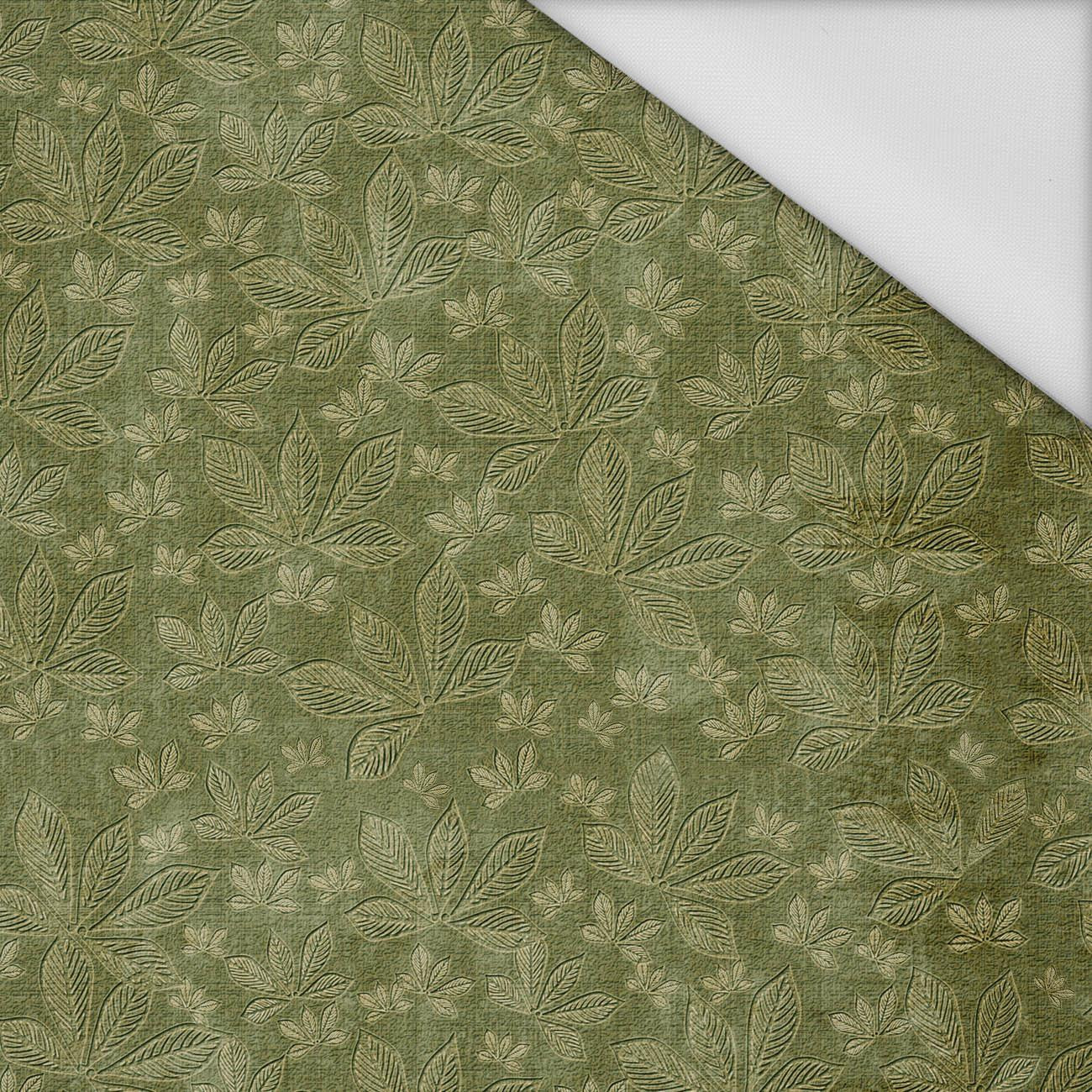 CHESTNUT LEAVES Ms.2 / green (AUTUMN COLORS) - Waterproof woven fabric