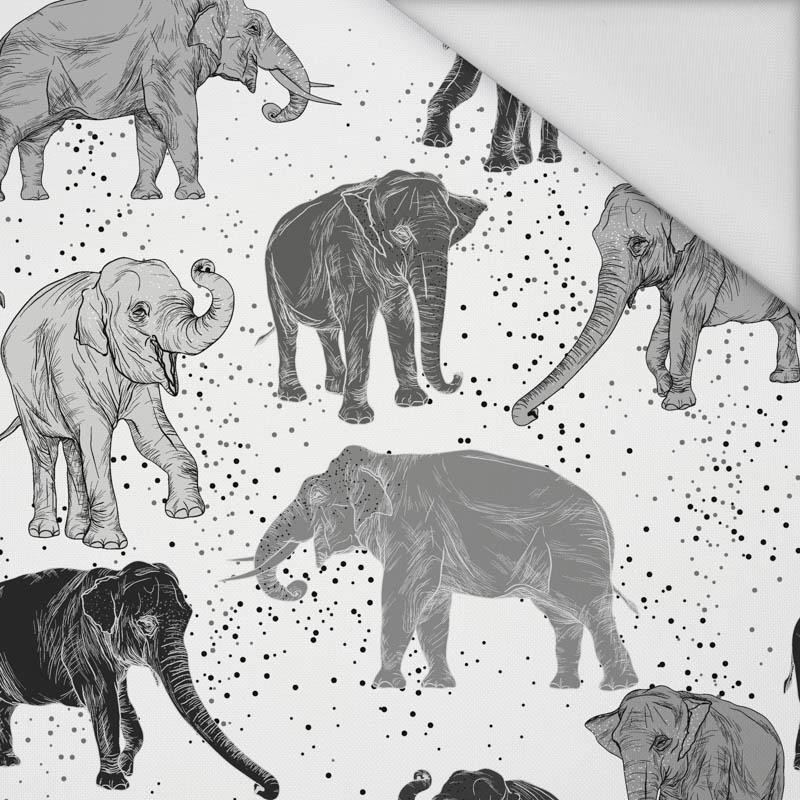 ELEPHANTS / white - Waterproof woven fabric