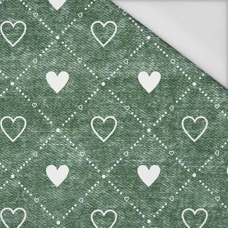 HEARTS AND RHOMBUSES / vinage look jeans (bottle green) - Waterproof woven fabric