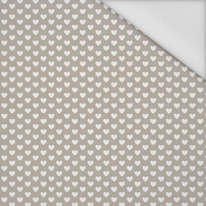 HEARTS / beige (VALENTINE'S HEARTS) - Waterproof woven fabric