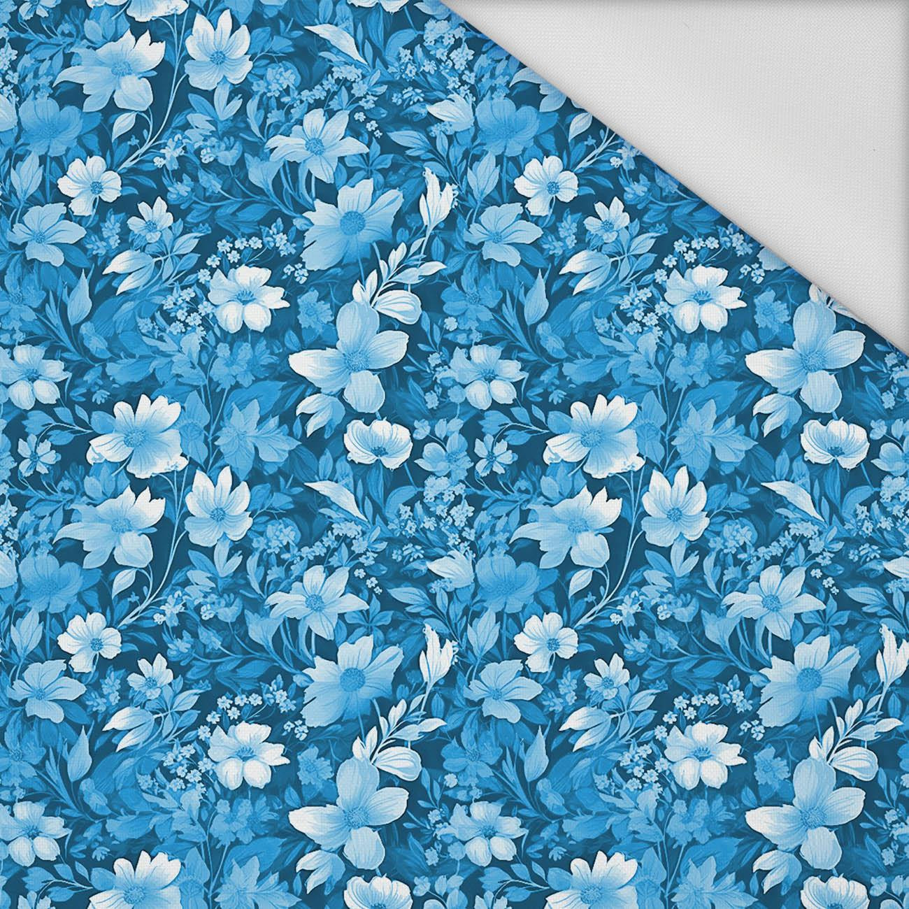 TRANQUIL BLUE / FLOWERS - Waterproof woven fabric