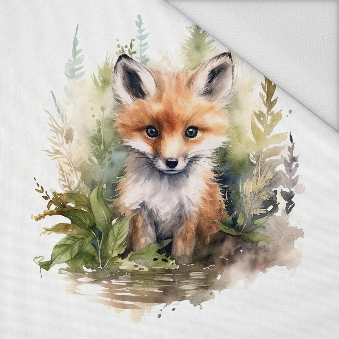WATERCOLOR FOX - panel (75cm x 80cm) Waterproof woven fabric
