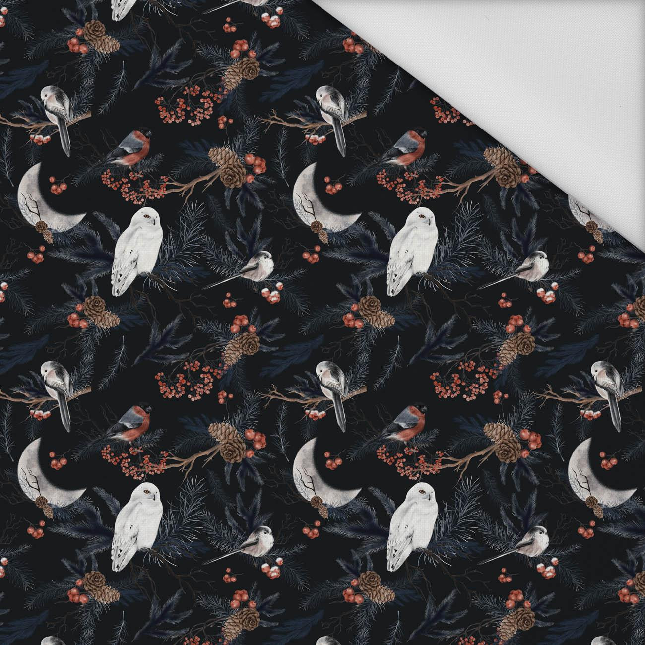 WINTER BIRDS pat. 2 (WINTER IN PARK) - Waterproof woven fabric