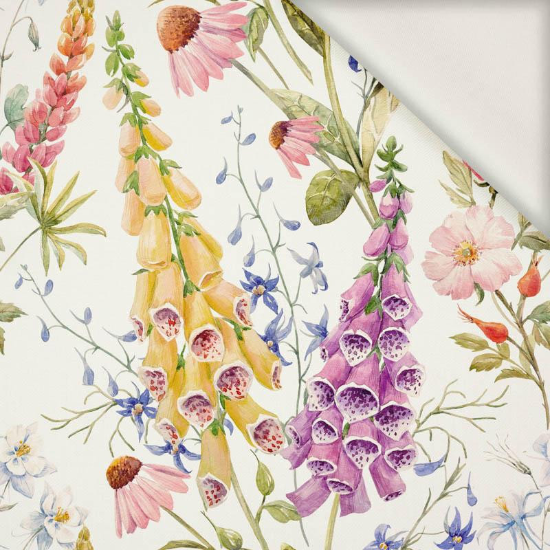 FLOWERS / bellflowers - viscose woven fabric