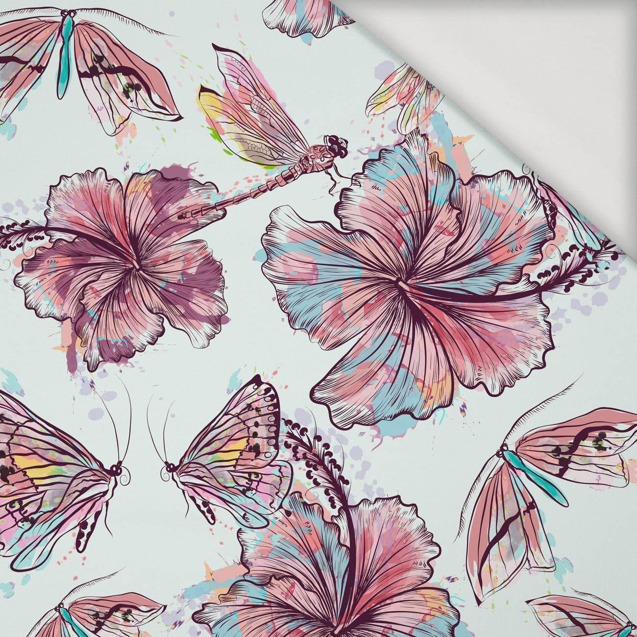 HIBISCUS AND BUTTERFLIES - Viscose jersey