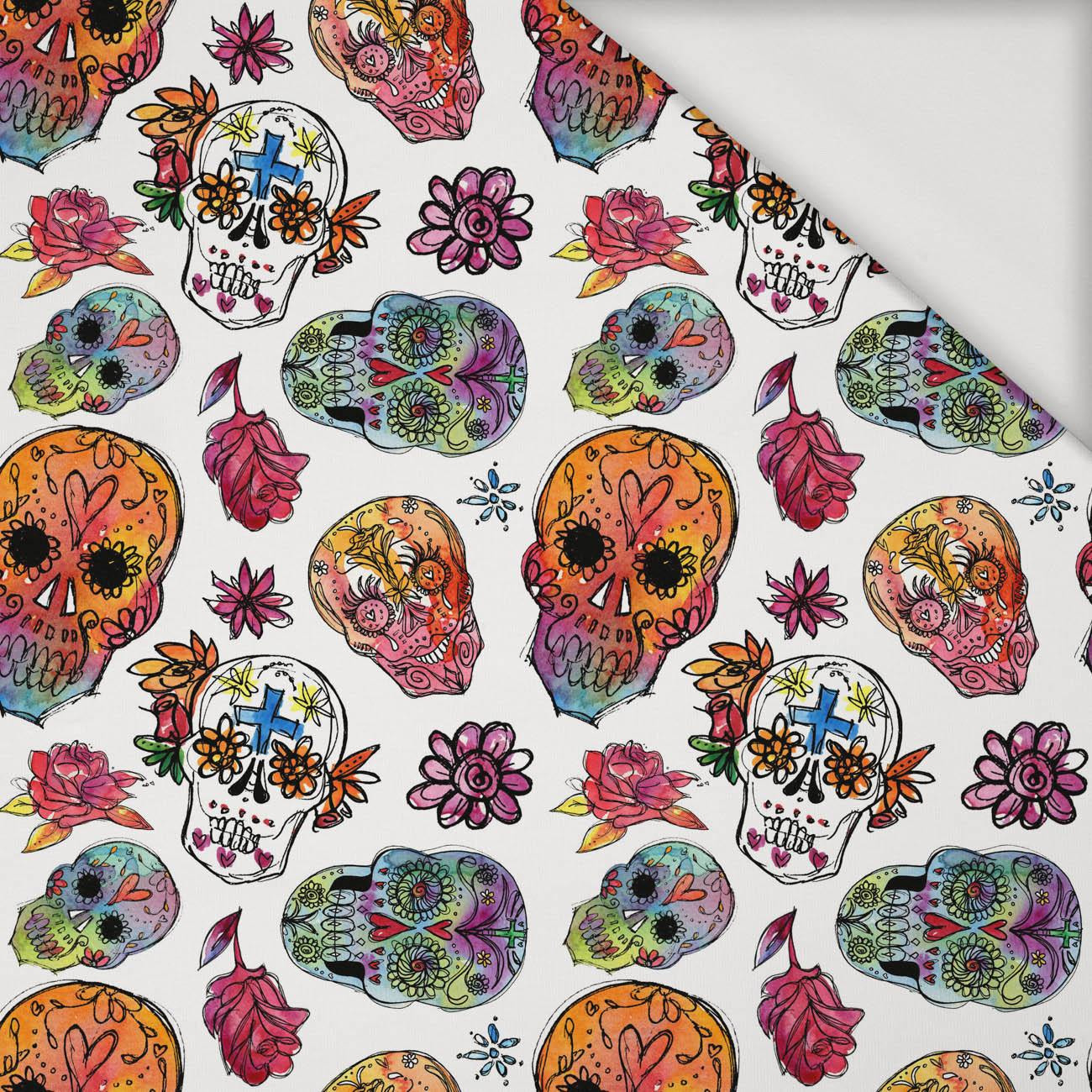 SKULLS pat. 3 / white (DIA DE LOS MUERTOS) - Viscose jersey