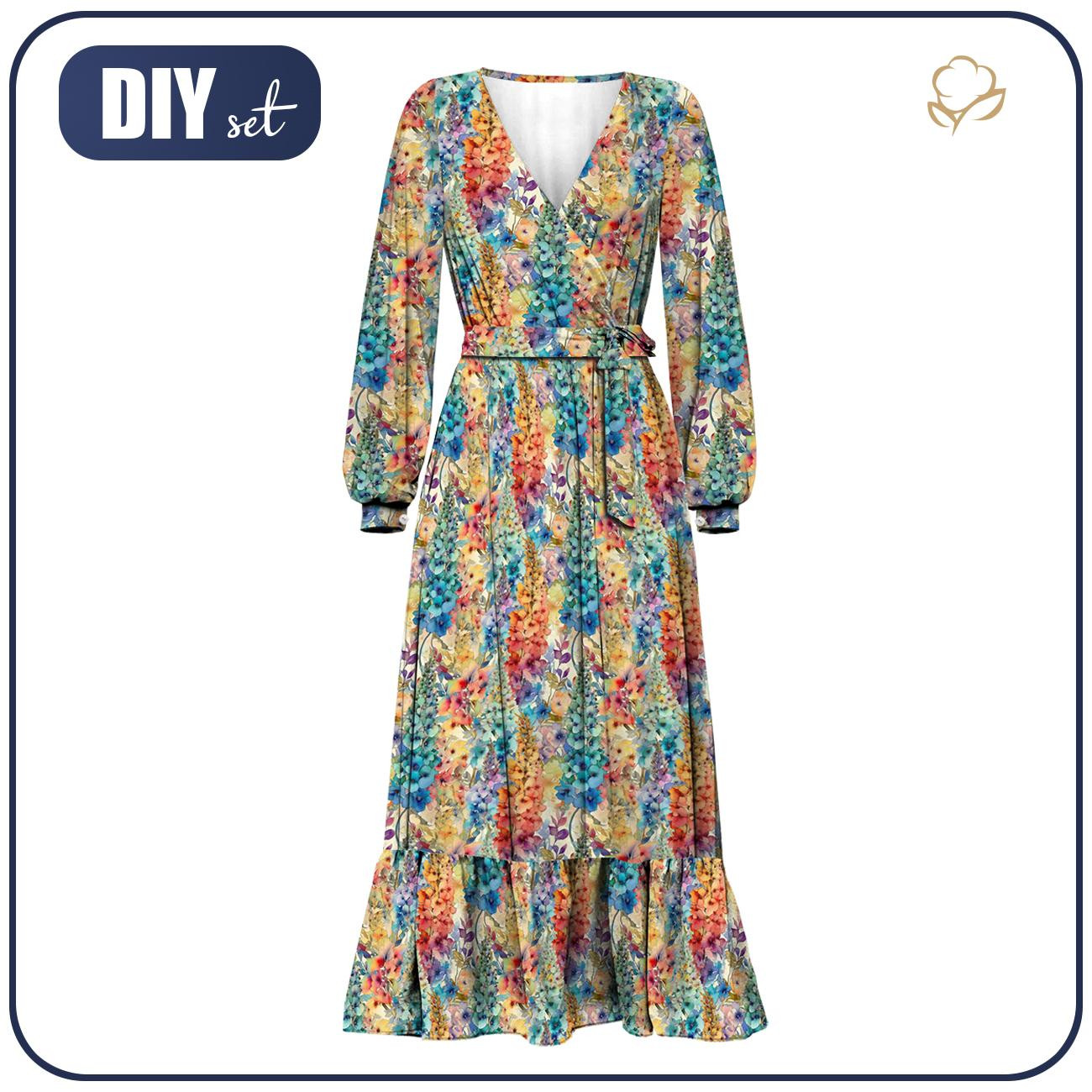 WRAP FLOUNCED DRESS (ABELLA) - FLOWERS pat.40 - sewing set