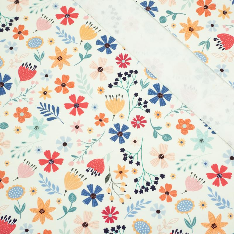 COLORFUL FLOWERS / vanilla - looped knit 