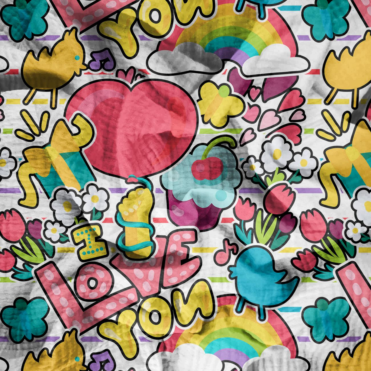 COLORFUL STICKERS PAT. 2 - Cotton muslin