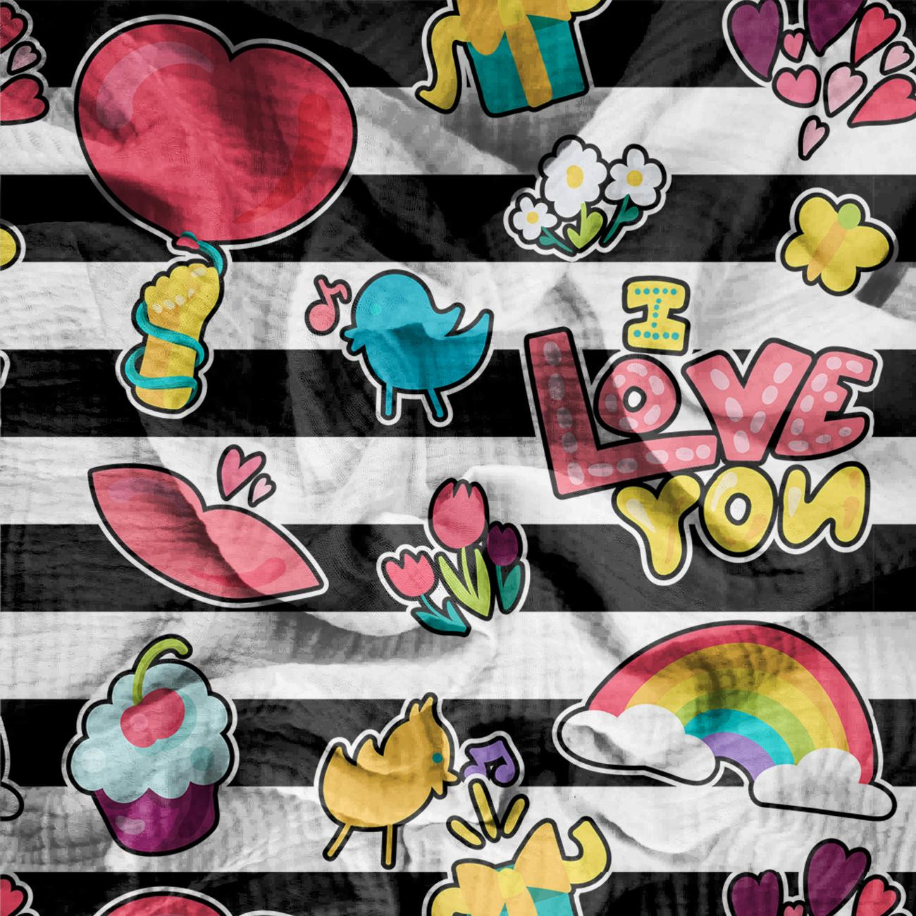 COLORFUL STICKERS PAT. 4 - Cotton muslin