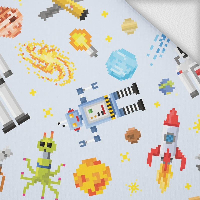 COSMOS PAT. 1 ( RETRO ) / light blue - looped knit fabric