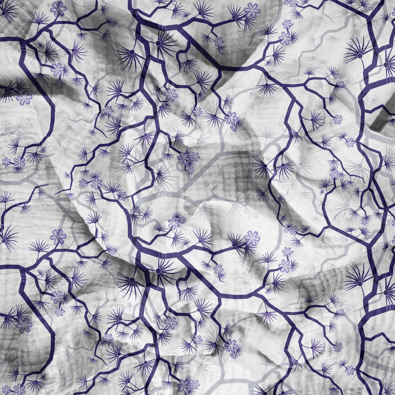 FLOWERS pat. 2 (purple) - Cotton muslin