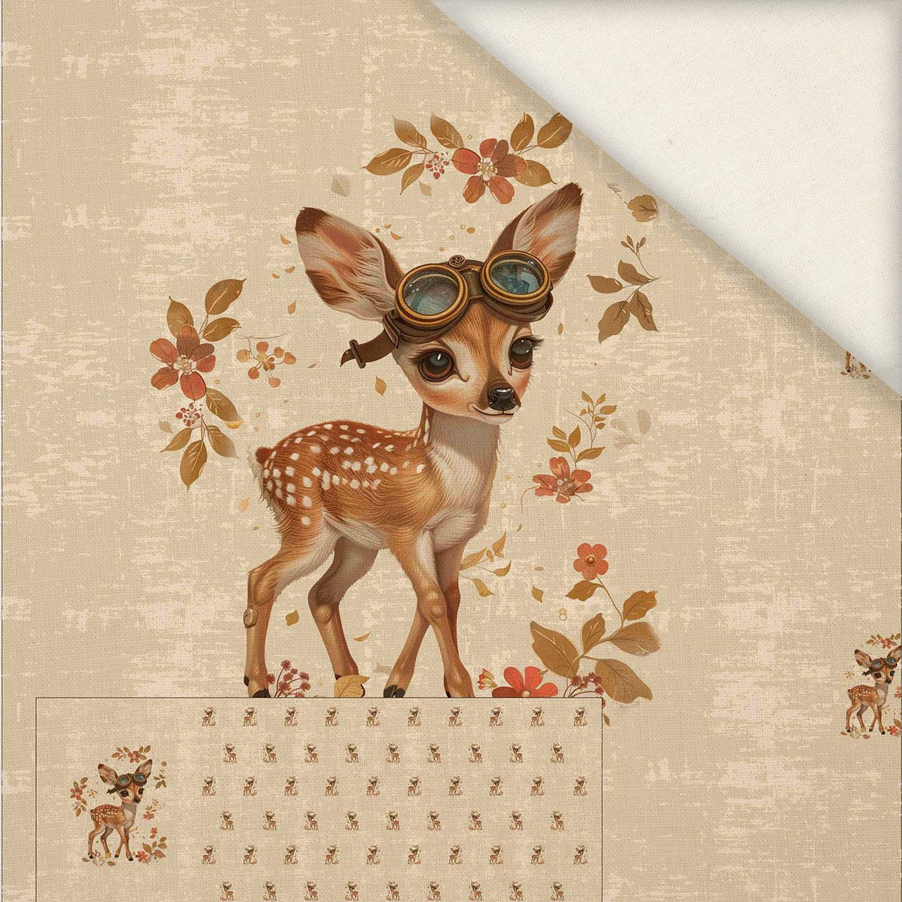 FAWN STEAMPUNK FOREST - PANORAMIC PANEL (60cm x 135cm)  Linen 100%