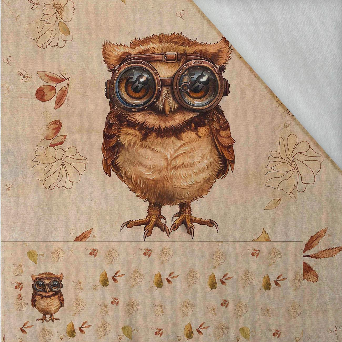 OWL STEAMPUNK FOREST PAT. 1 - PANORAMIC PANEL (60cm X 140cm)  Cotton muslin