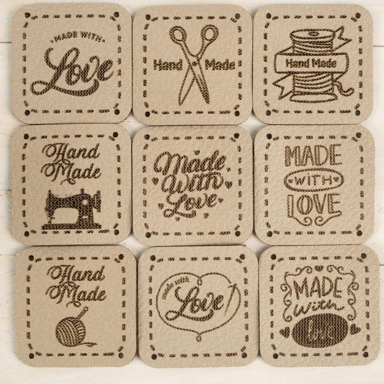 ECO LEATHER LABELS SET - MIX / gray (9 pcs.)