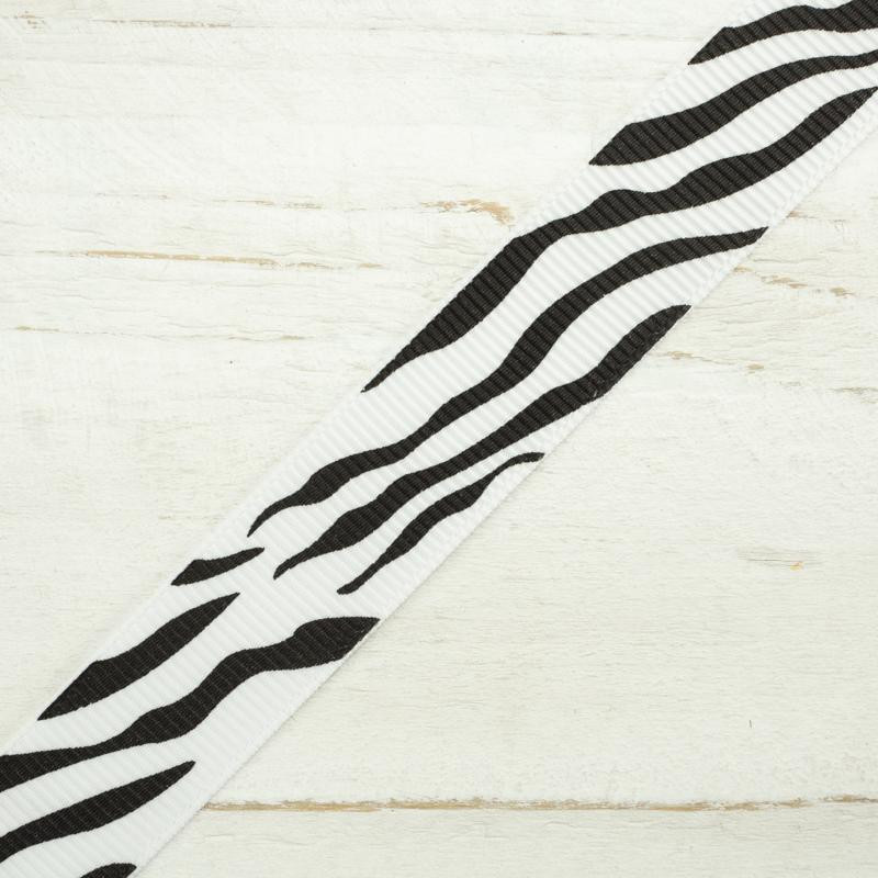 Grosgrain ribbon 15 mm - zebra
