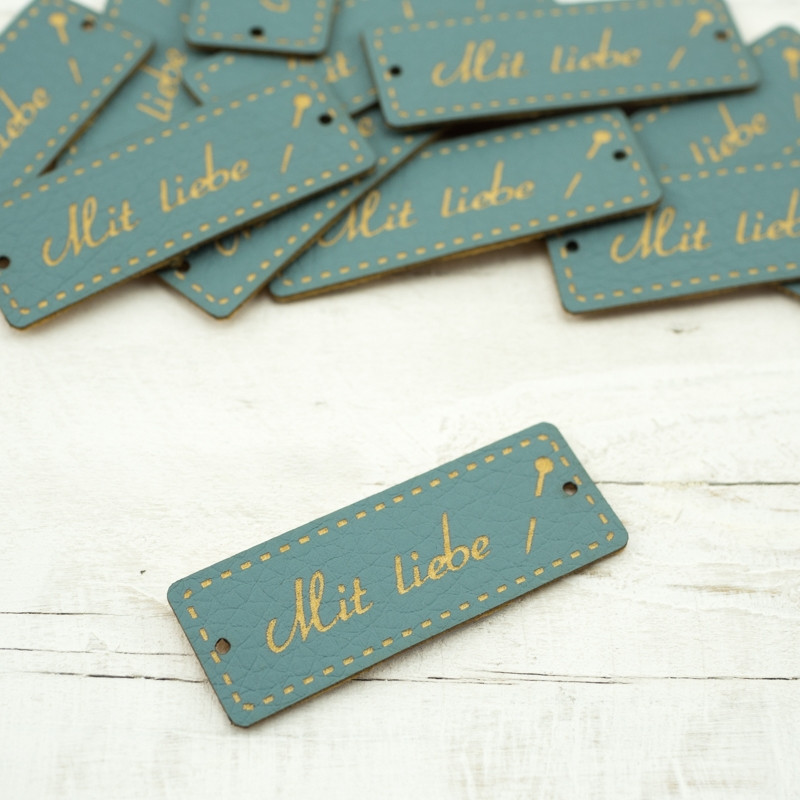 Mit liebe label - pin 1,5x4 cm - Muted blue