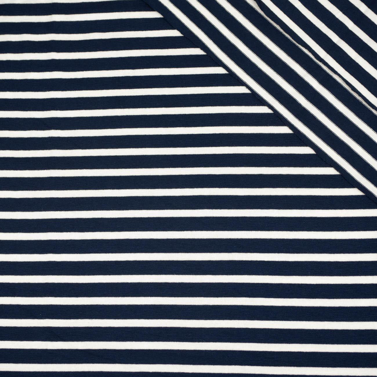 STRIPES DARK BLUE / WHITE 1,0cm x 0,5cm - Viscose jersey