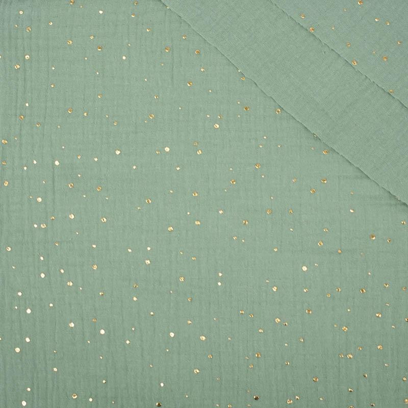 GOLDEN DOTS / modern mint - Cotton muslin