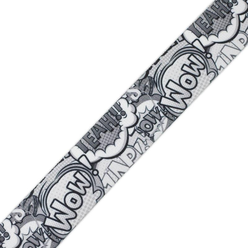 Woven printed elastic band - COMICS  (black-white) / Choice of sizes