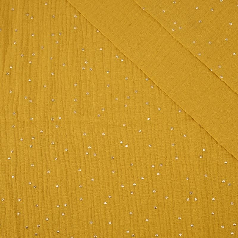 GOLDEN DOTS / mustard - Cotton muslin