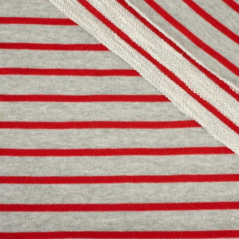 MELANGE GREY STRIPES / red (2cmx0,7cm) - Fancy knit fabric