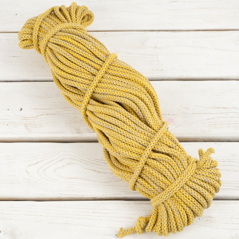 Strings cotton hank  8mm - melange mustard