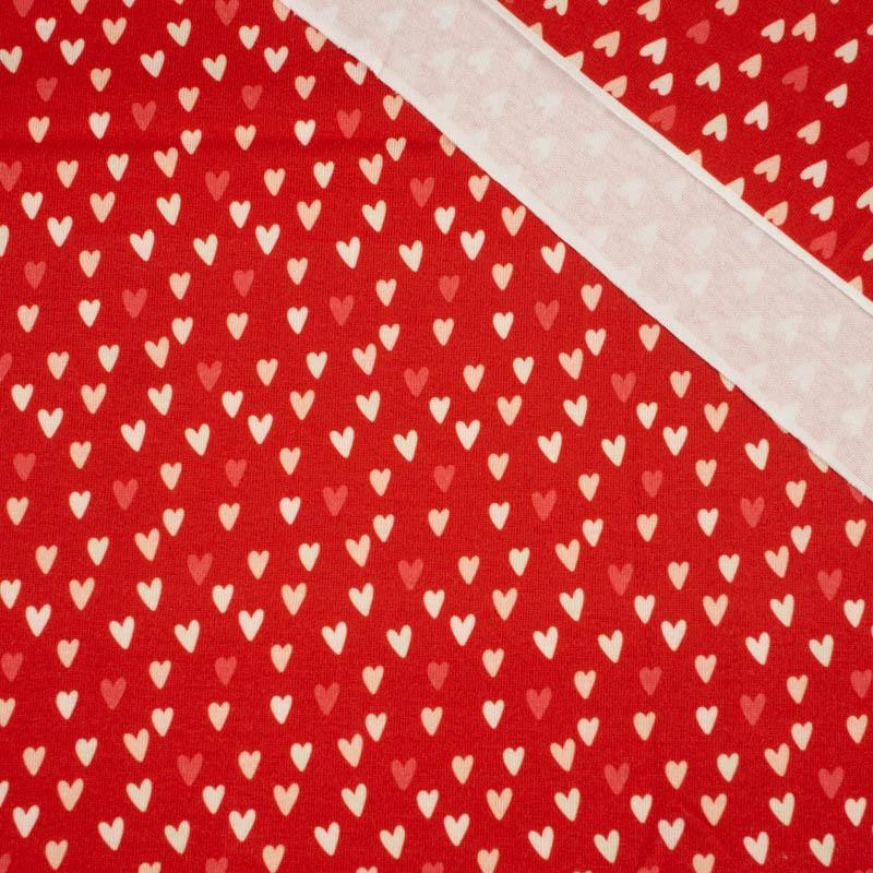 MINI HEARTS / RED (BIRDS IN LOVE) - single jersey with elastane 