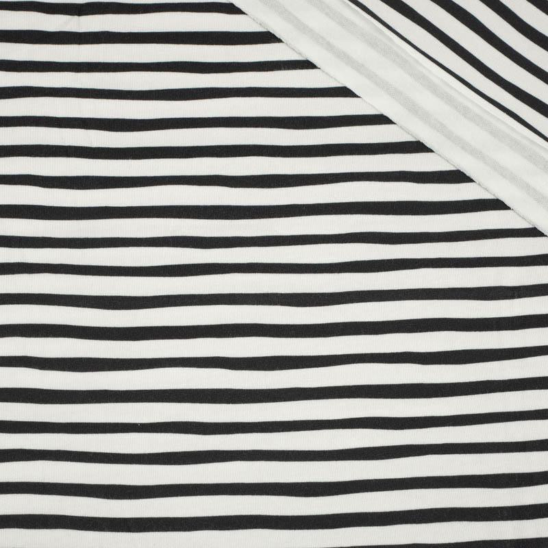 STRIPES - BLACK AND WHITE (BIRDS IN LOVE) - single jersey with elastane 