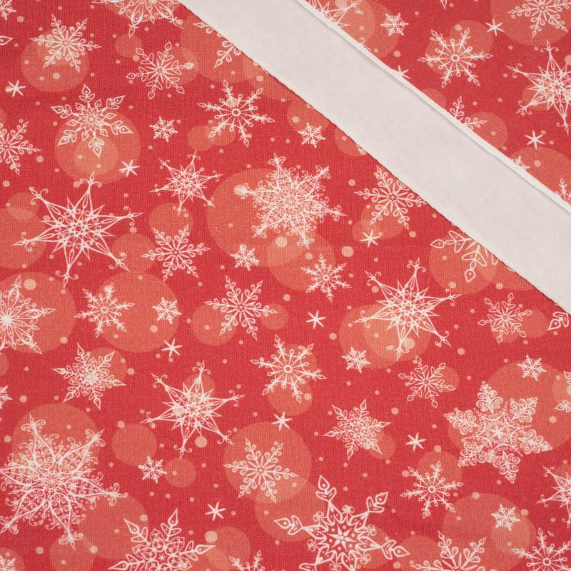 SNOWFLAKES PAT. 2 / red - single jersey with elastane 