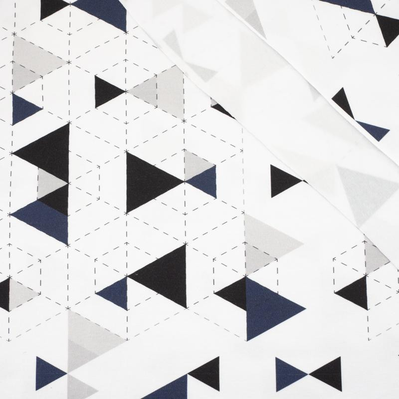 GEOMETRIC TRIANGLES NAVY 2 / white - single jersey with elastane TE210