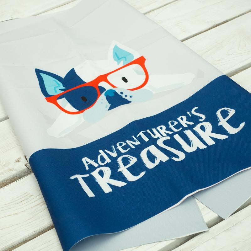 DOG WITH GLASSES - panel Waterproof woven fabric EN