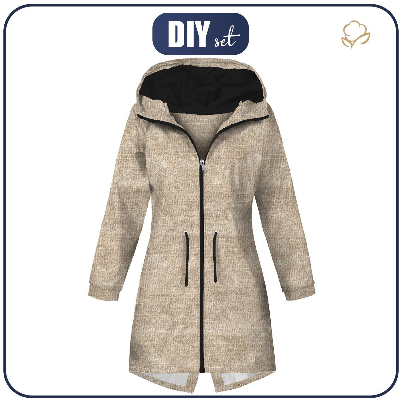 WOMEN'S PARKA (ANNA) - VINTAGE LOOK JEANS (beige) - sewing set