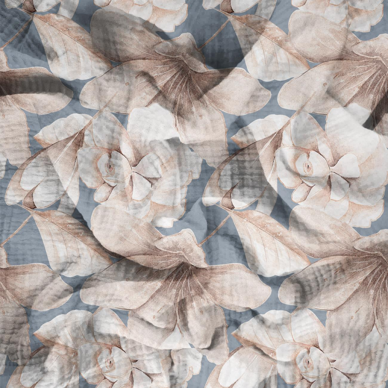 RETRO FLOWERS pat. 2 - Cotton muslin