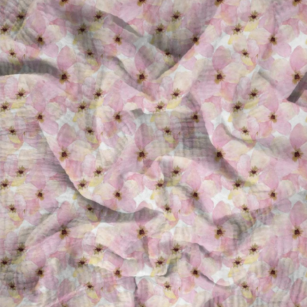 PINK FLOWERS (IN THE MEADOW) - Cotton muslin