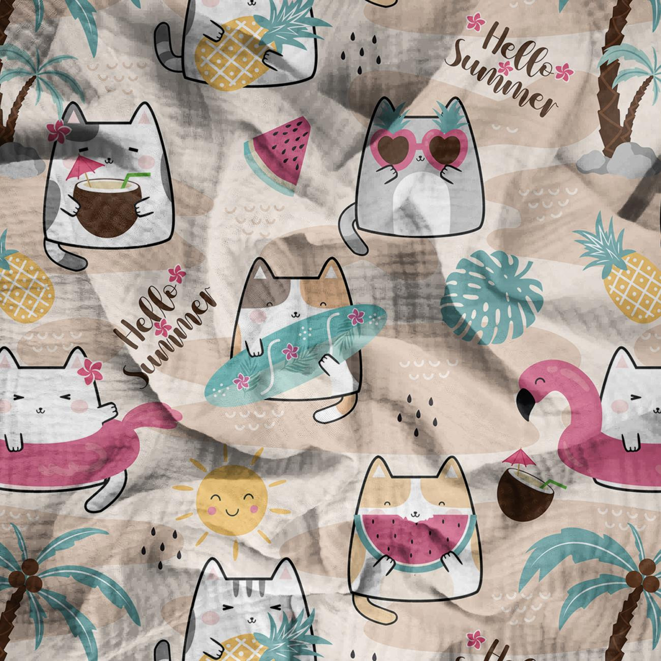 SUMMER CATS pat. 2 - Cotton muslin