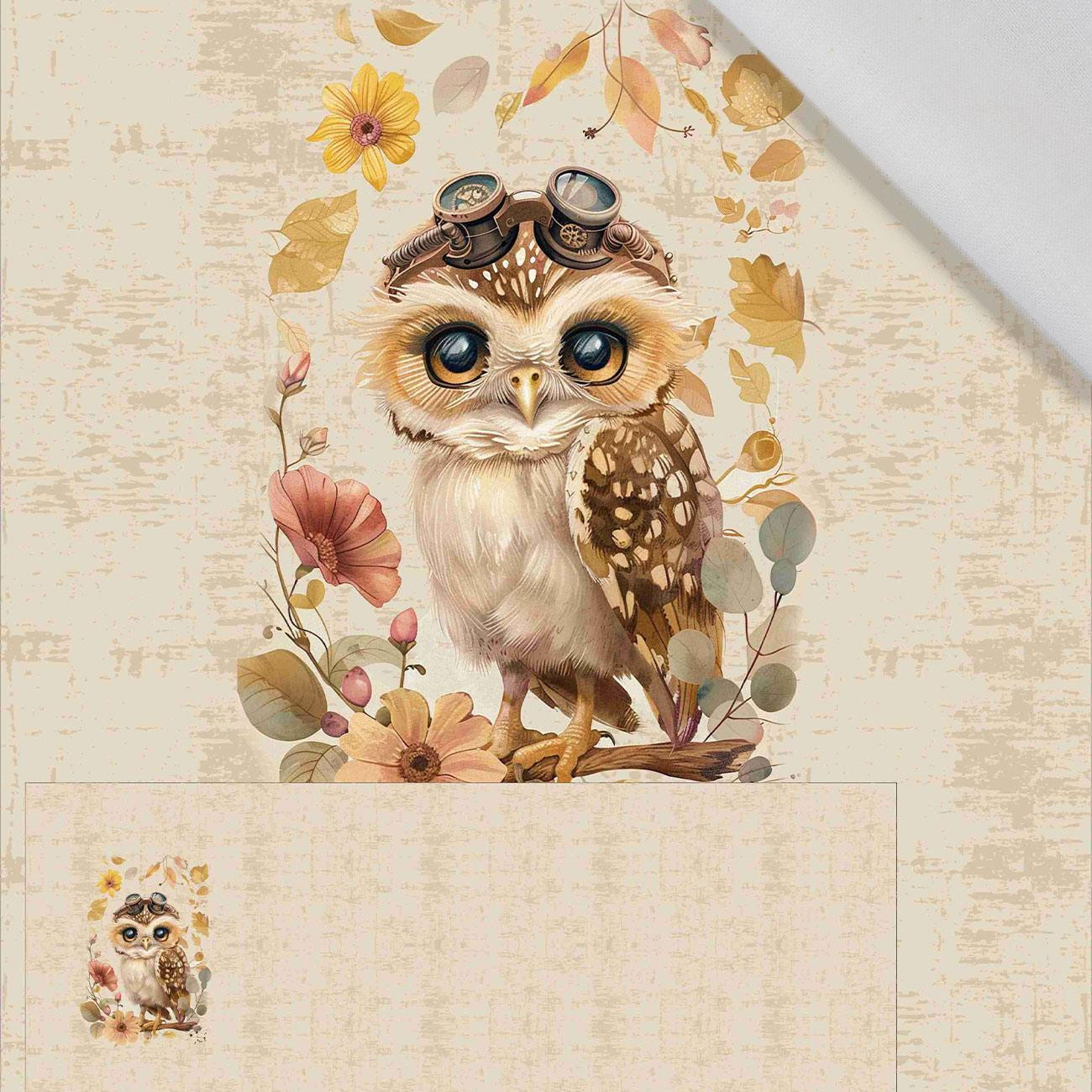 OWL STEAMPUNK FOREST PAT. 2 - PANORAMIC PANEL (60cm x 155 cm) Cotton woven fabric