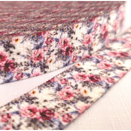 Webbing Tape with Print 25mm -   WATERCOLOR BOUQUET