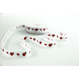 Grosgrain Ribbon width 15 mm Ladybugs