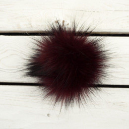 Eco fur pompom 12 cm - melange maroon